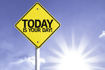 Today is your Day road sign with sun background