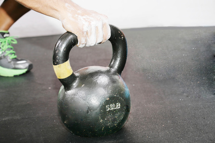 kettlebell crossfit workout on the gym